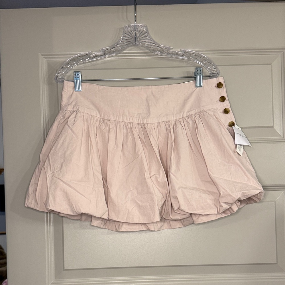 American Eagle Light Pink Bubble Skort with Button Accents